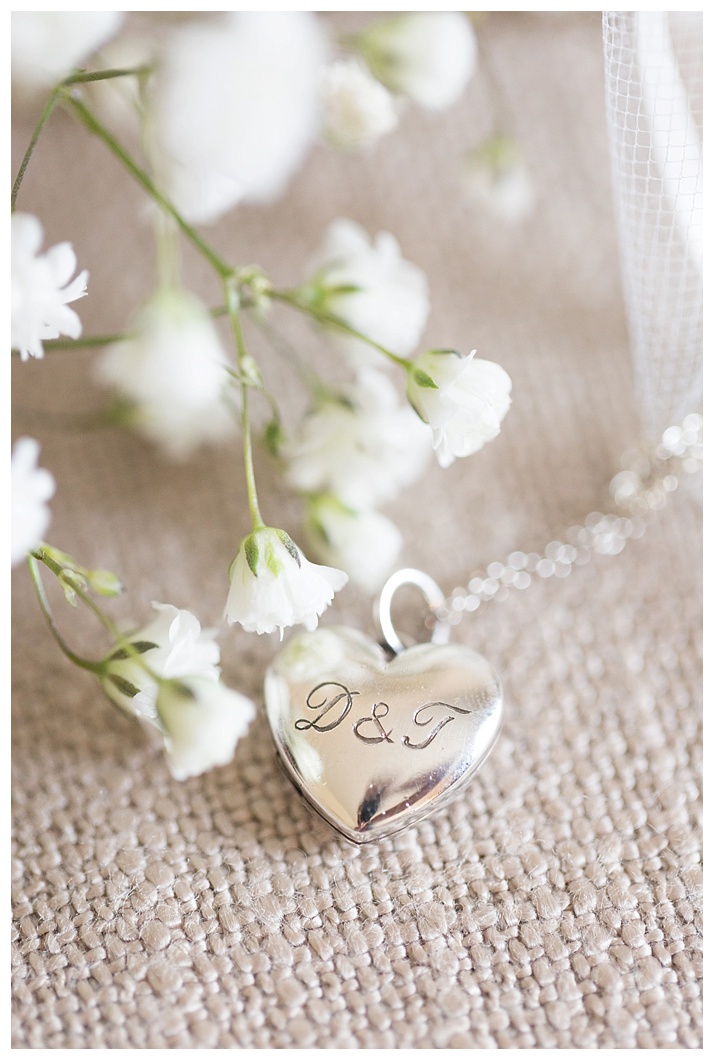 tiffany's silver locket necklace summer wedding brett denfeld photography